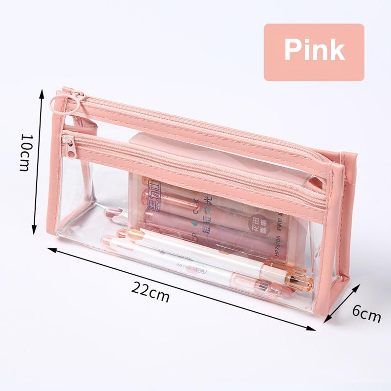 Transparent Pencil Case Large Capacity Simple Pen Bag Waterproof Cosmetic Bag School Study Stationery Office Supplies Makeup Bag