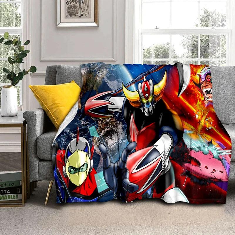 Cartoon UFO Robot Grendizer Anime Blanket,Soft Throw Blanket for Home Bedroom Bed Sofa Picnic Travel Office Cover Blanket Kids