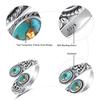 Vintage 925 Silver Turquoise Flowe Ring Rings Adjustable for Women jeweley Bohemia Fashion Party Silver Rings