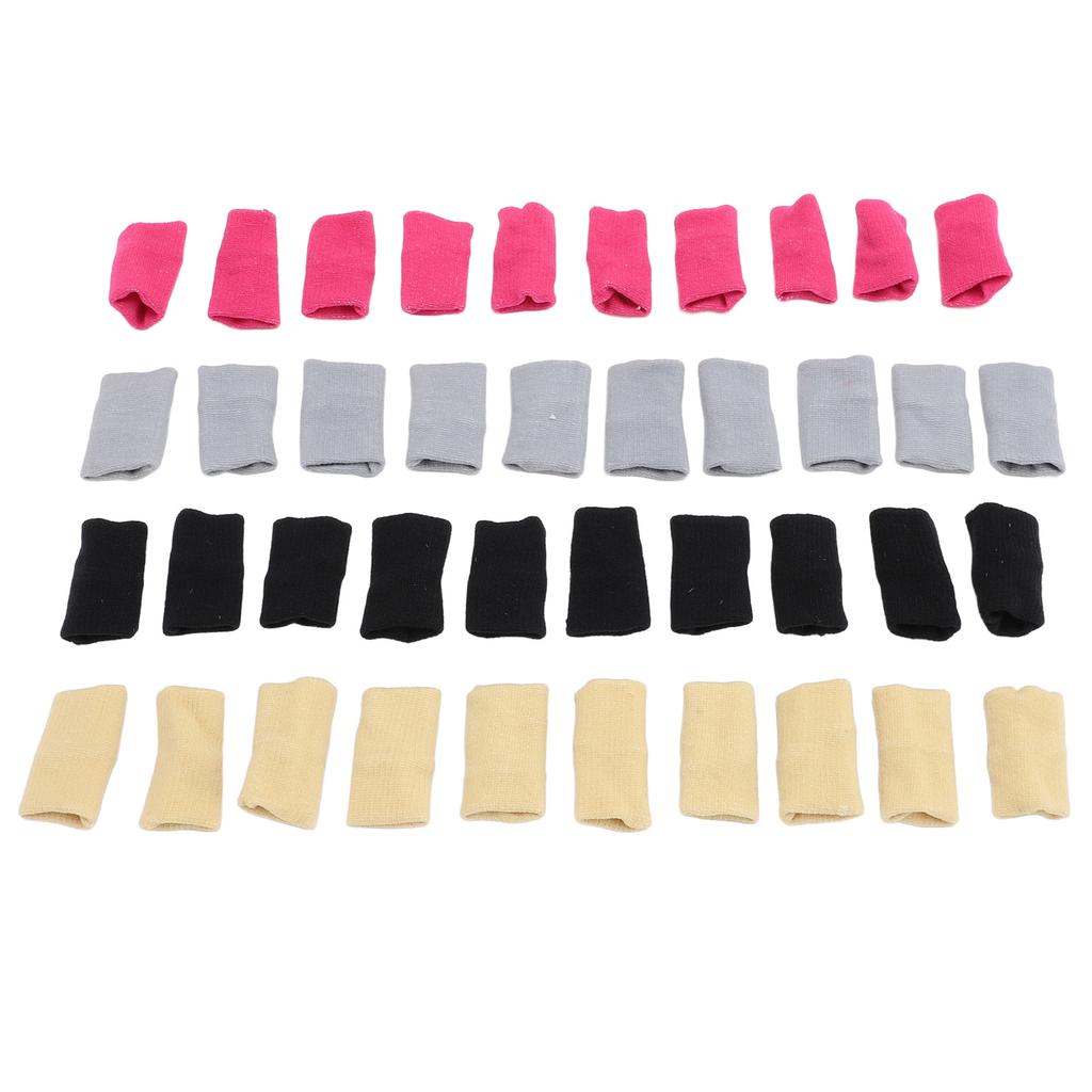 40Pcs Finger Sleeves Elastic Nylon Sports Joint Protector for Basketball Volleyball Black Gray Pink Beige