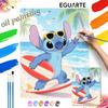 Stitch Surfing Beach Digital Oil Painting Art Kit Hand Filled Home Decor