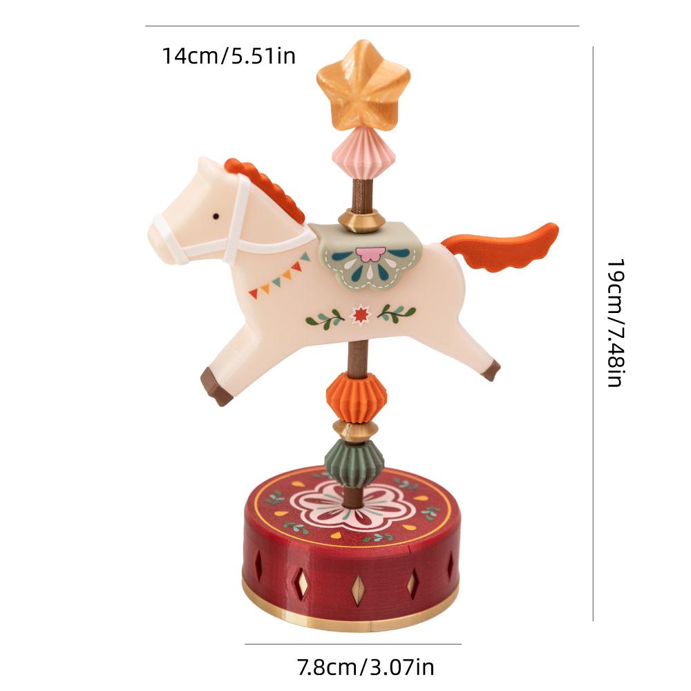 Christmas Vintage Red Dopamine Horse Rotating Ornament Pony Figurine Home Room Decor New Year Party Decor Birthday Gift