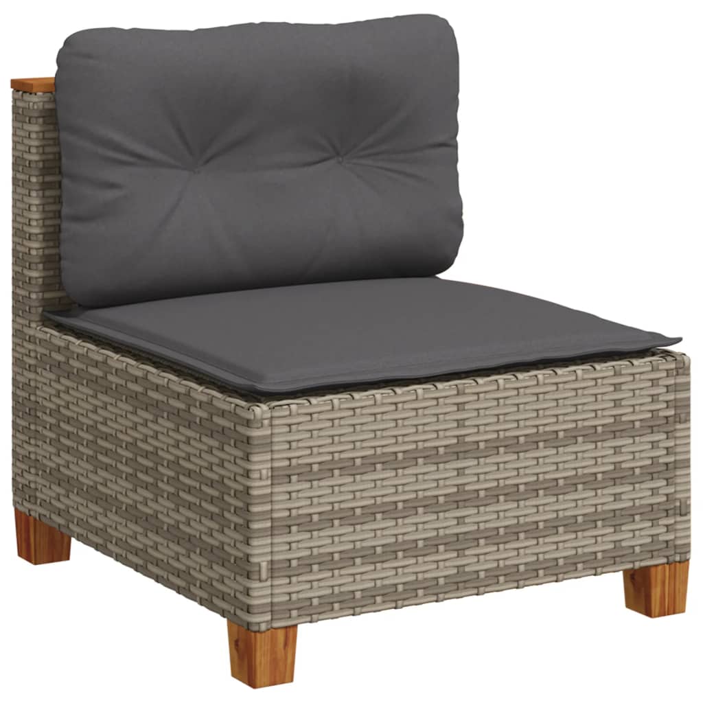 Gray Garden Sofa Without Armrests with Cushions Poly Rattan