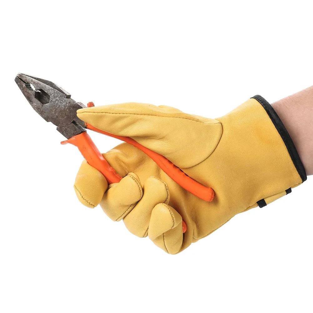Work Gloves Sheepskin Leather Workers Work Welding Safety Protection Garden Sports Motorcycle Driver Wear-resistant Gloves