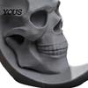 DIY Blank Skull Sculptures 3D Printed Moon Figurine, Gothic Crescent and Unique Ornaments Sculpture, Vintage Desktop Statue for Halloween Desk