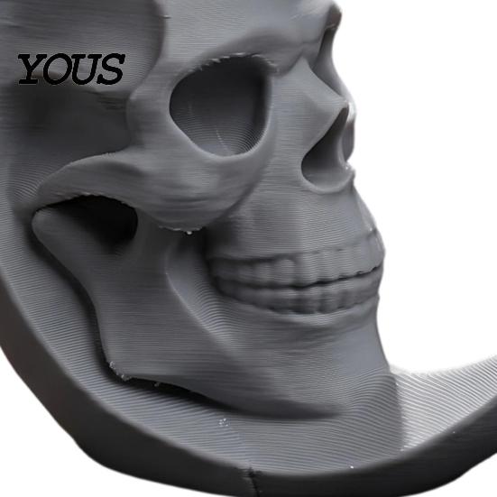 DIY Blank Skull Sculptures 3D Printed Moon Figurine, Gothic Crescent and Unique Ornaments Sculpture, Vintage Desktop Statue for Halloween Desk