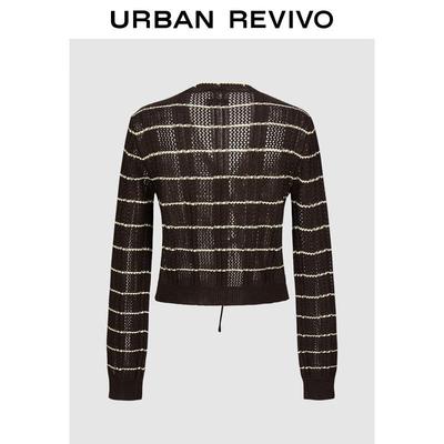 UR Women's Casual Cropped Color Block Knit Cardigan