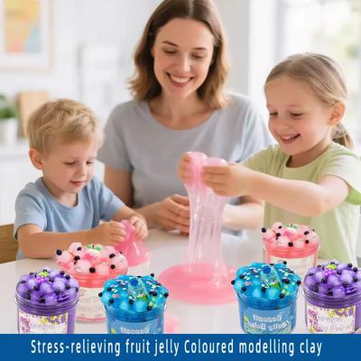 A Stress-relieving Fruit Jelly Coloured Modelling Clay Slime Set Super Soft Non-Sticky Funny DIY Crystal Mud Reduce Stress Toys