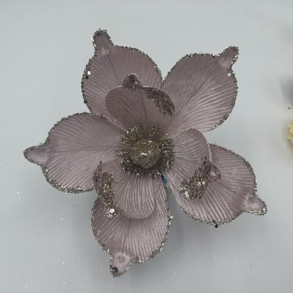 Glittering Gold Sequin Christmas Flower Tree Ornament