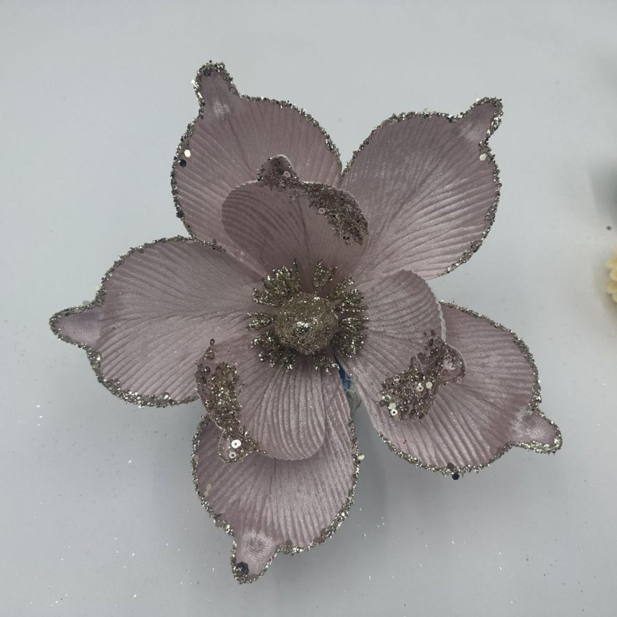 

Glittering Gold Sequin Christmas Flower Tree Ornament 25 рожевий