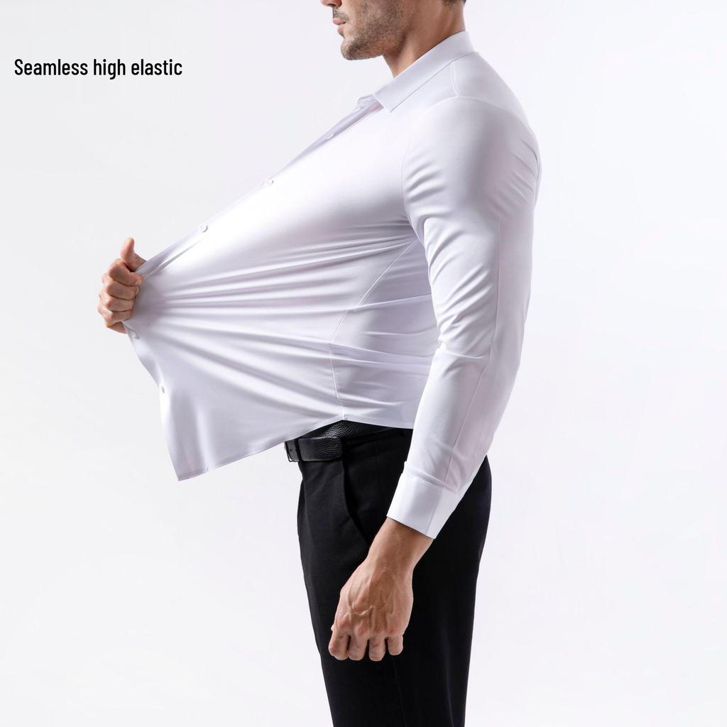Seamless High Elasticity Four-Way Stretch Wrinkle-Free Men's European Size Shirt