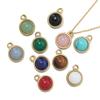 1pc Gold Color Stainless Steel with Round Natural Stone Charms Pendants for Earrings Necklace Jewelry Making Accessories