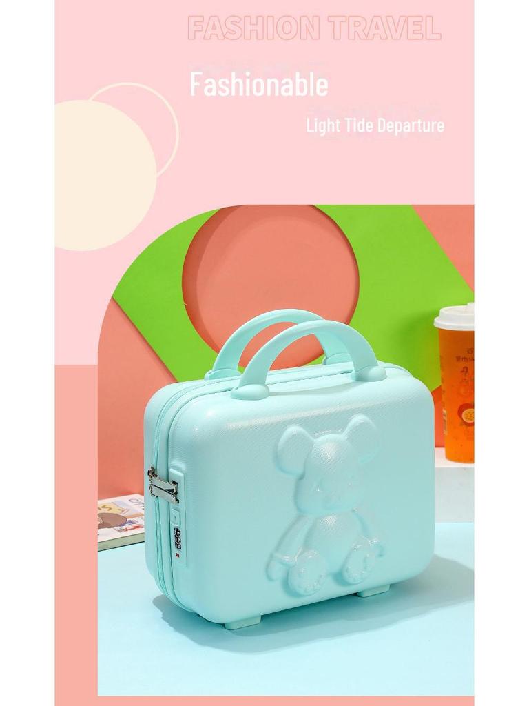 14" Compact Women's Suitcase with Lock and Code, Lightweight Mini Storage Bag