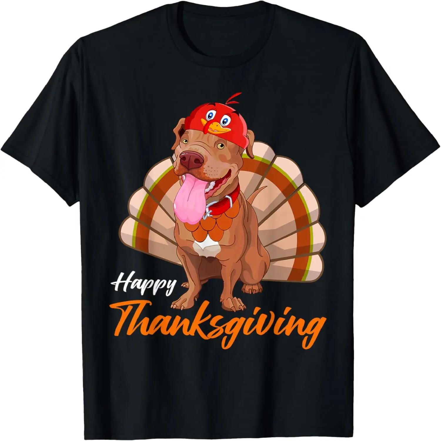 

Funny Turkey Pitbull Dog Maple Leaf Fall Vibes Thanksgiving T-Shirt XXXXXL чорний