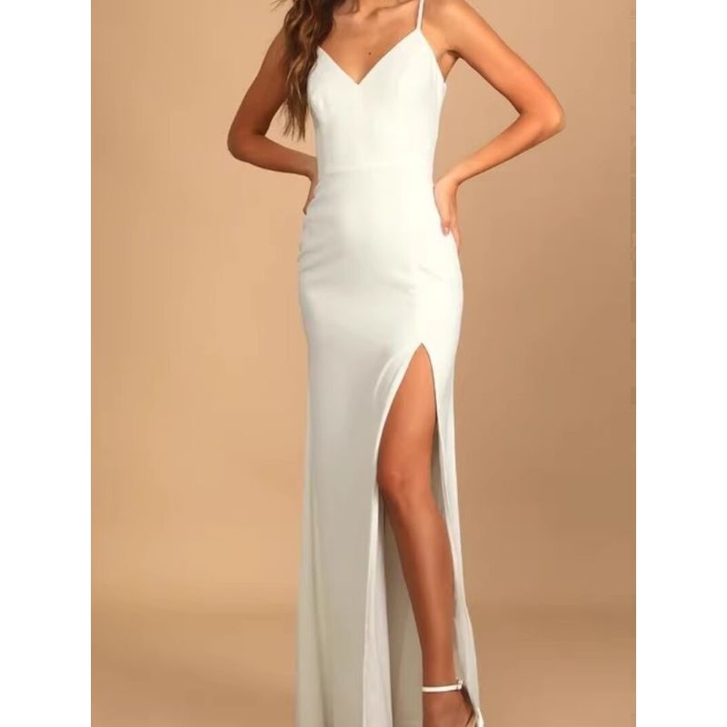 Export Adult Lady Like Woman New Arrival Lu's Home Stylish Open Back Slim Fit Elegant Gentle Female Banquet Temperament Sling Dress Plus Size