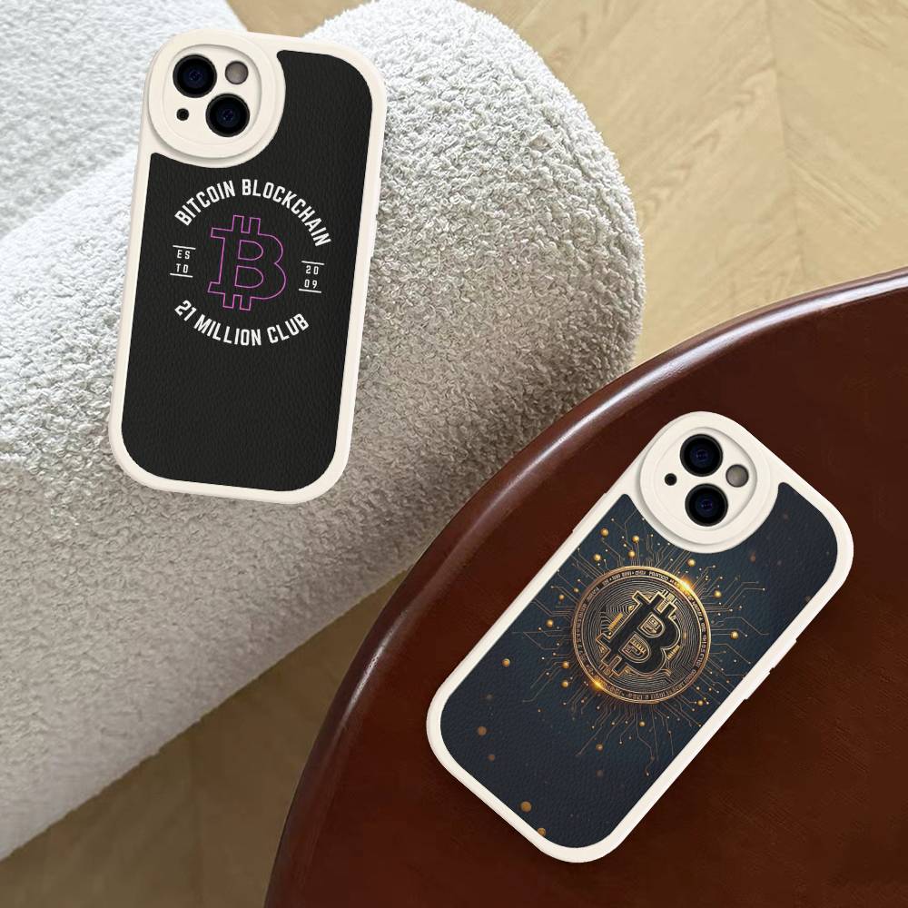 Bitcoin Phone Case Hard Leather For IPhone 14 13 16 Mini 15 14 11 12 Pro Max Plus Fundas