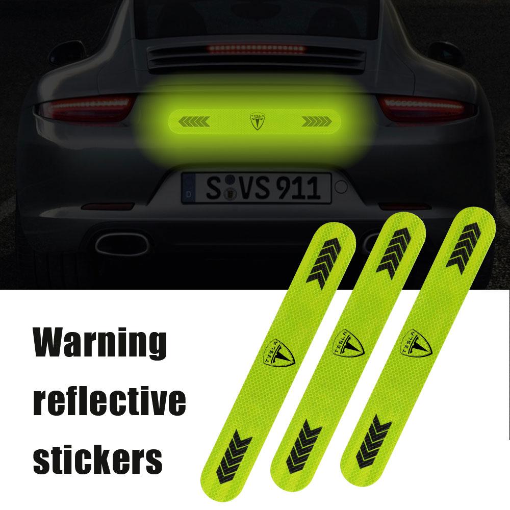 CGYJL1 Car Rear Trunk Warning Reflective Stickers Auto Waterproof Reflective Strip For Tesla Model 3 Model Y Model S Model X Cybertruck