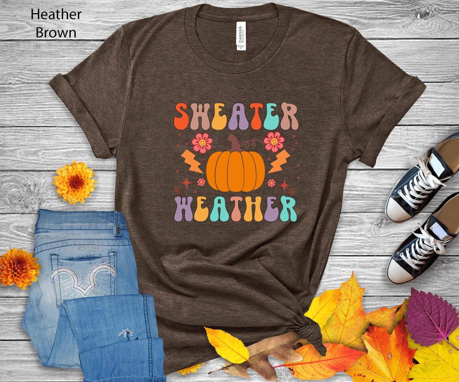 Sweater Weather T-Shirt | Pumpkin Season Fall Tee XL