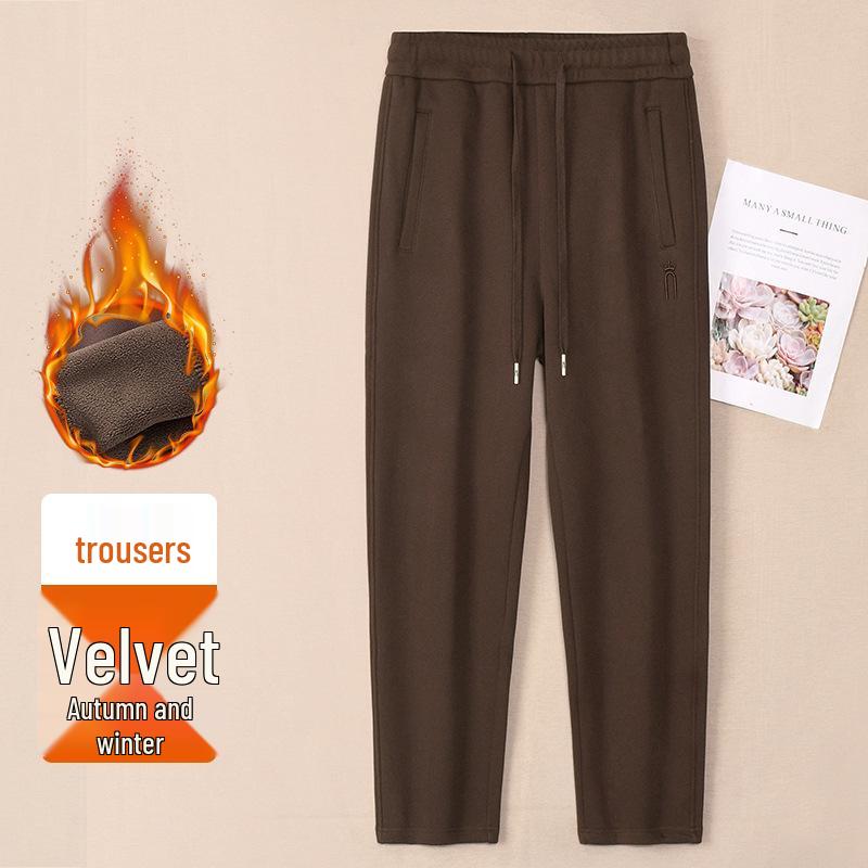 Women's Fleece-Lined Cotton Mom Pants: Warm, Loose Straight-Leg Sweatpants for Autumn & Winter 2025