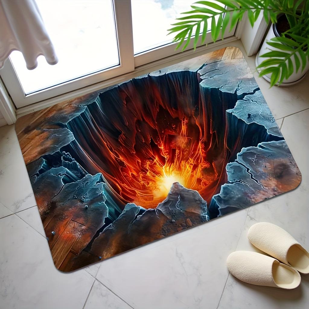 Volcanic Lava Pattern Area Rug - Creative Magma Decorative Floor Mat for Living Room, Bedroom