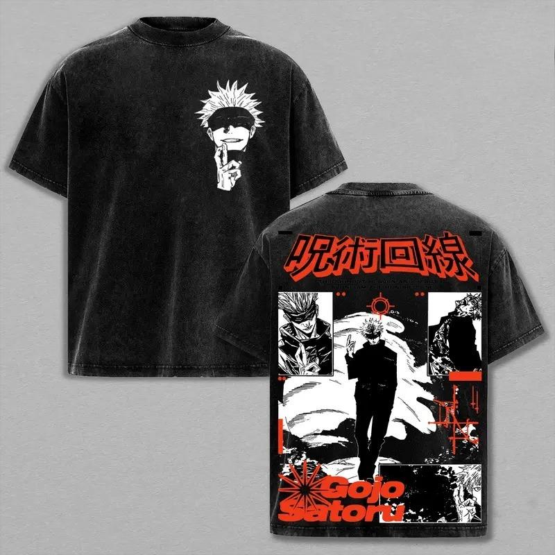 

Jujutsu Kaisen Годжо Сатору Графическая Футболка Мужская Женская Одежда С Коротким Рукавом Хлопковые Футболки Стирка Футболки Харадзюку Мужская Свободная Футболка S чёрный