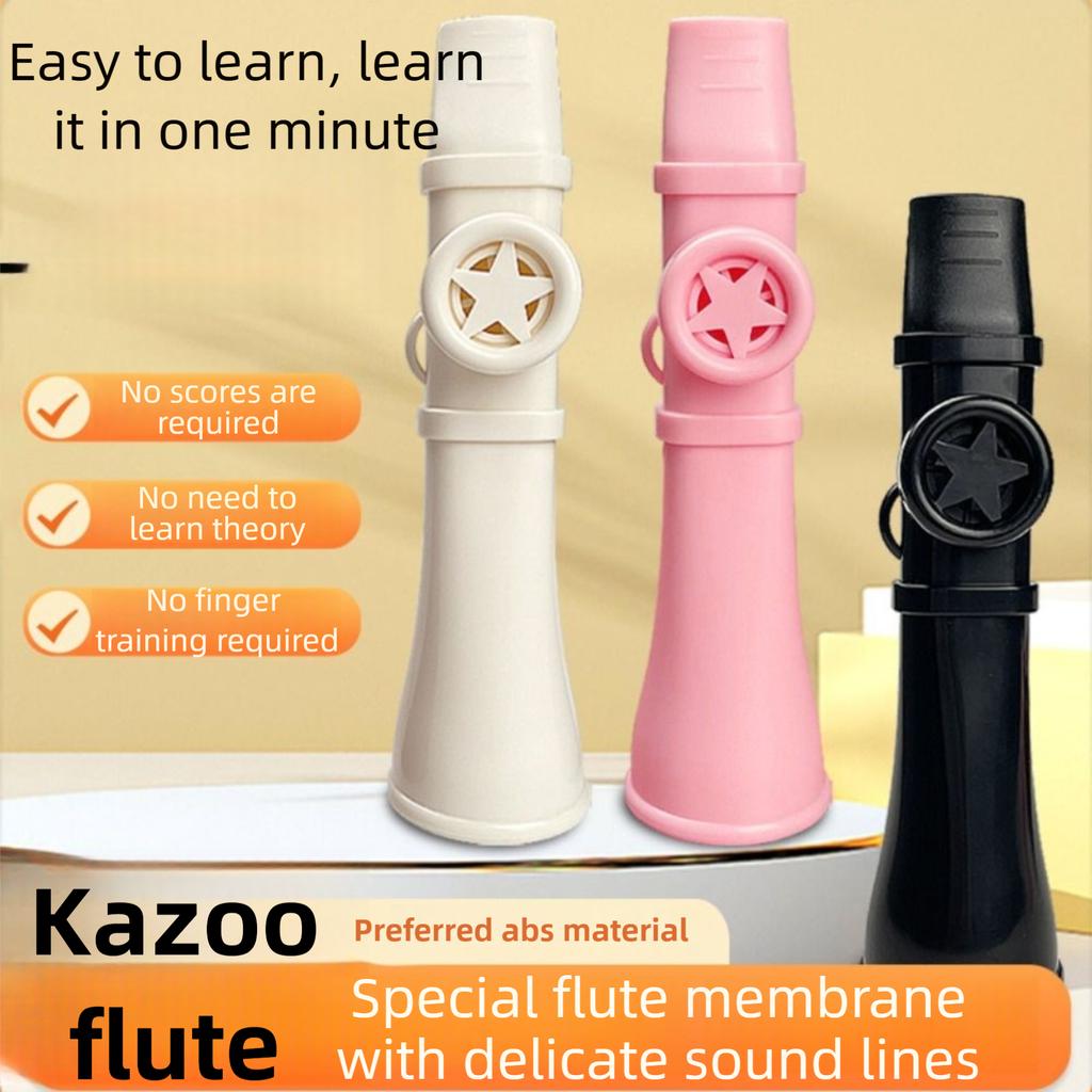 Colorful ABS Kazoo Flute with Lanyard British Musical Instruments Funny Joyful Musical Whistle Boys Girls Gift