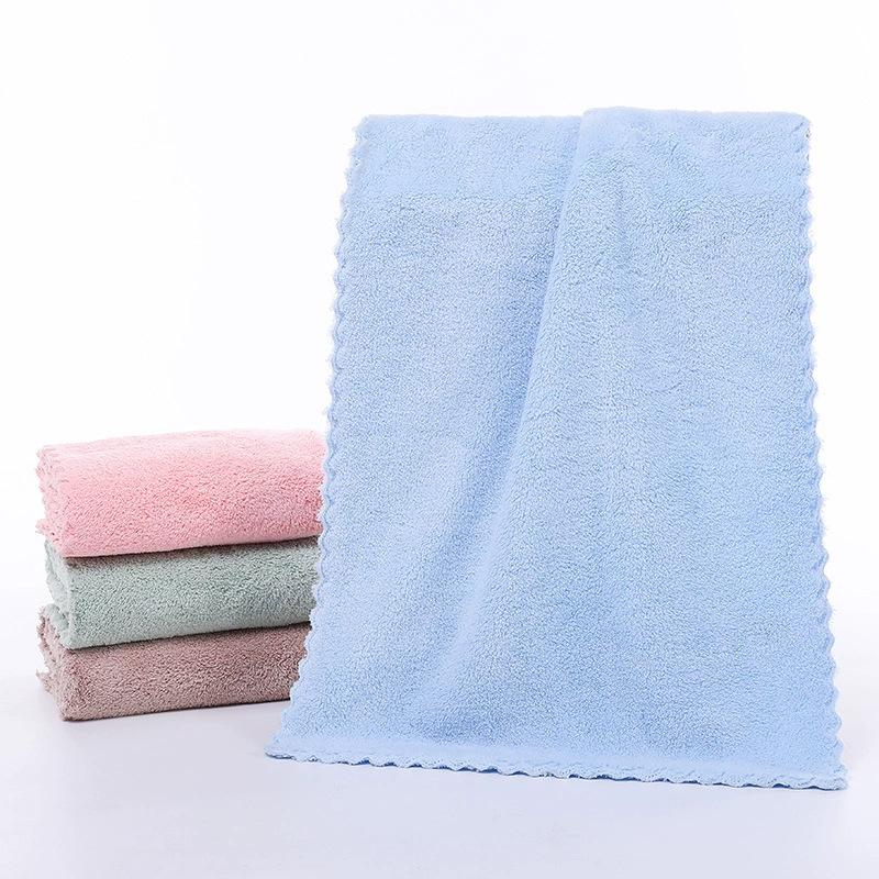 Coral Velvet Cut Edge Towel Plain Square Towel Soft and Thick Moisture Moisture-wicking and Quick Drying Men and Women Bath Towels