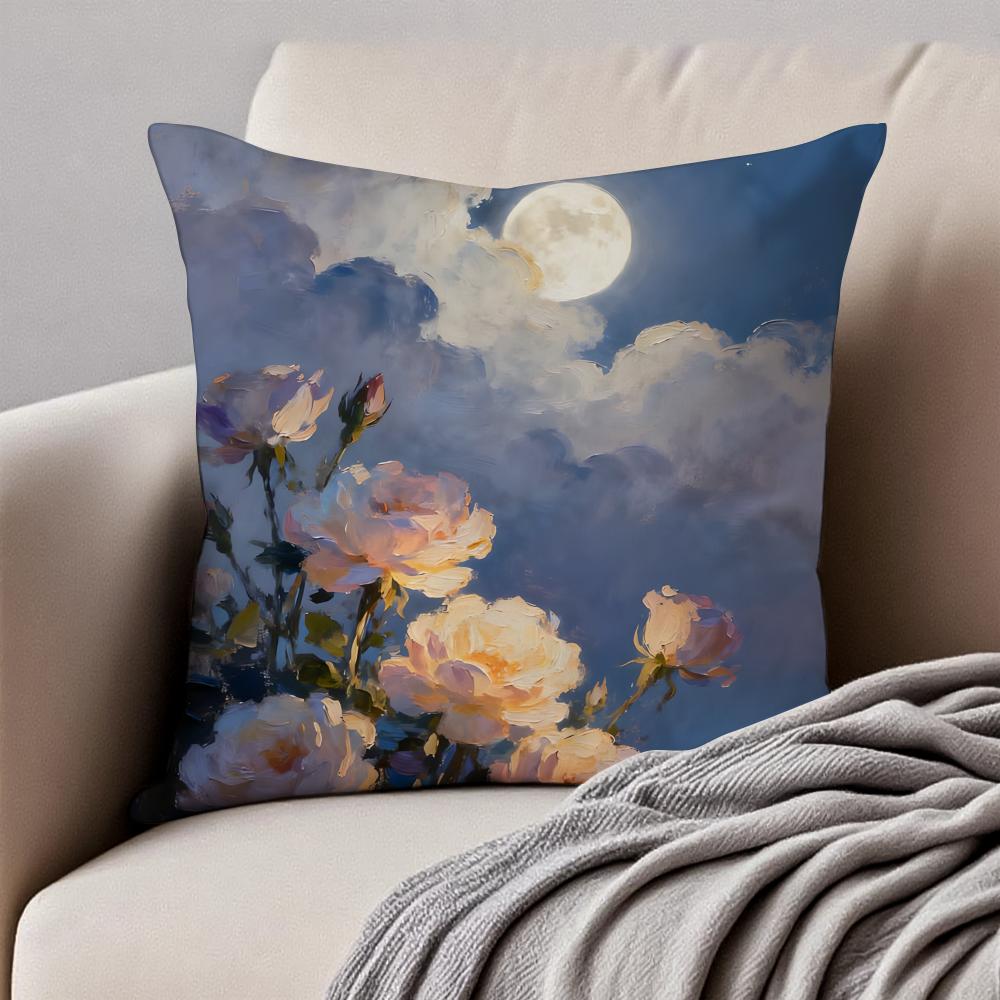 LLovely atmospheric vibe Cushion Cover Pillowcase Antidustmite Invisible Zipper Short Plush Sofa Cushion