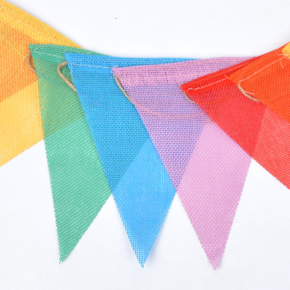 New Colorful Linen Fabric Triangle Flags for Festive Party DIY Decor & Birthday Celebration