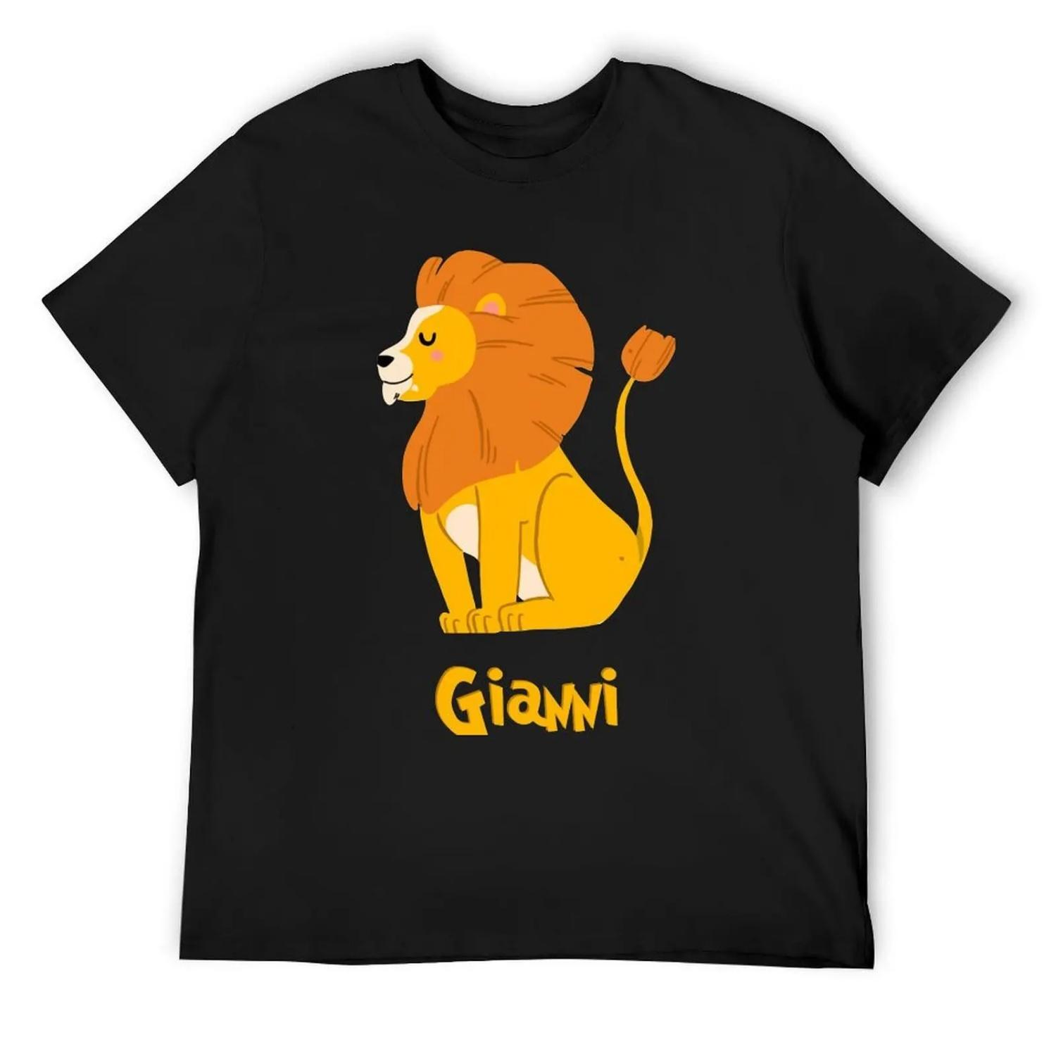 

Gianni Lion Baby Boy Wild Animal Name T-Shirt new edition fashion shirts funny gifts Men s cotton t-shirt XXXXXL чорний