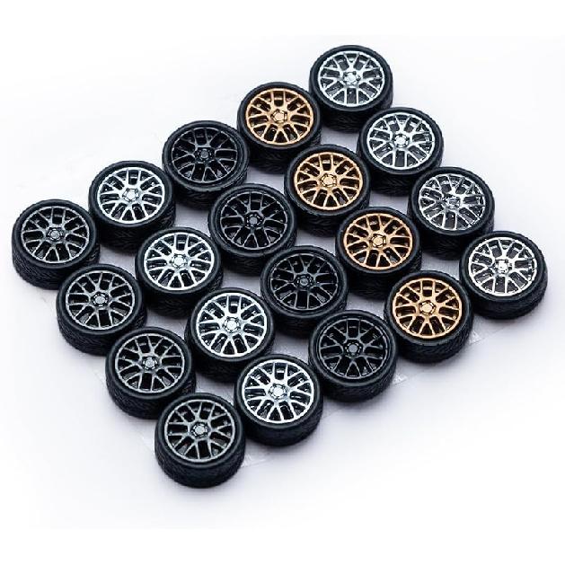 1/64 Wheels for Hotwheels, 64 Scale die-cast Model Modification, 64 Scale Miniature Scene Production, ABS Injection Rubber Tires, 5 Sets