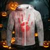 Men's Casual Raglan Sleeve Hooded Long Sleeve Sun Protection Jacket Halloween Pumpkin Print Lightweight Zip Up Outerwear