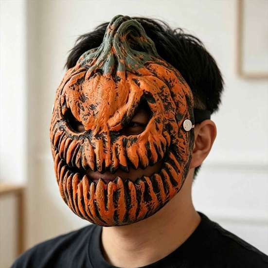 Haunted House Lighting Accessories Halloween Pumpkin Head Light Cover Mask, 3D Scary Face Lamp Nighttime Photo Booth Decor Shade for Porch Garage,
