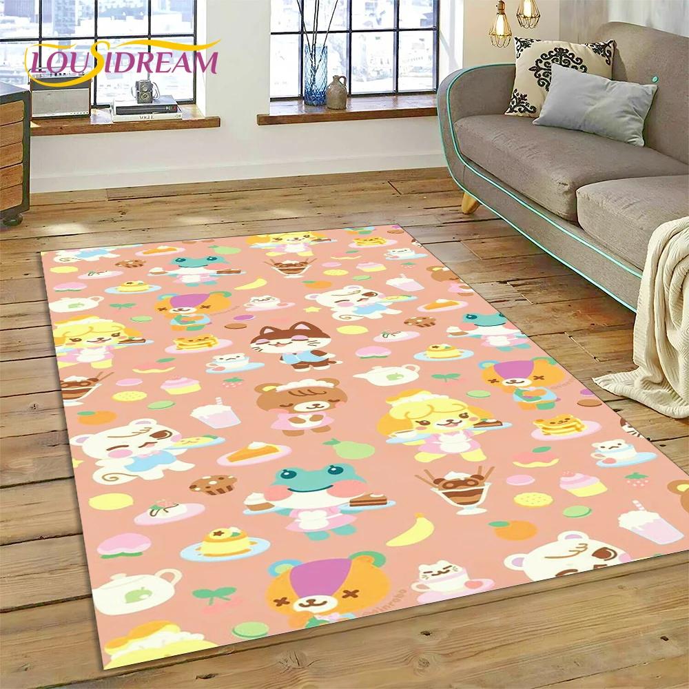 Niedlicher Animal Crossing New Horizons Cartoon Teppich für Schlafzimmer Wohnzimmer Zuhause Sofa Dekoration, Kinderspiel Große Dekor Bodenmatte