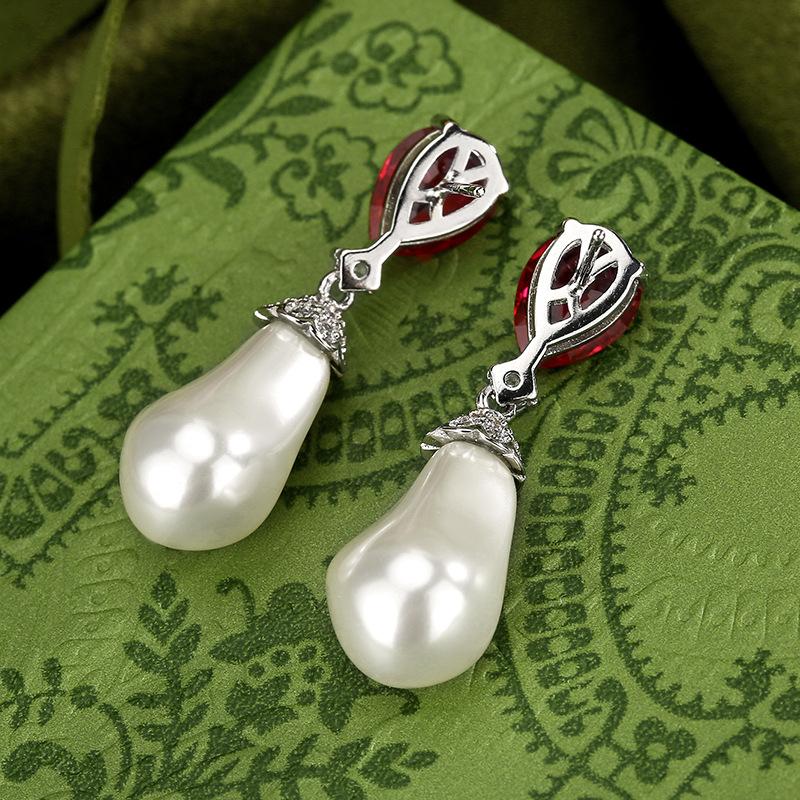 Jewelry Earrings S925 Silver Needle Water Drop Imitation Pearl Style Baroque Retro Female Fashion Luxury