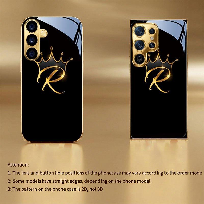 Galvanisierte Glas-TPU-Hartschale für Samsung Galaxy S26 S25 S24 S23 S22 S21 FE Ultra Plus Premium Stilvolle "Goldene Krone" Edition