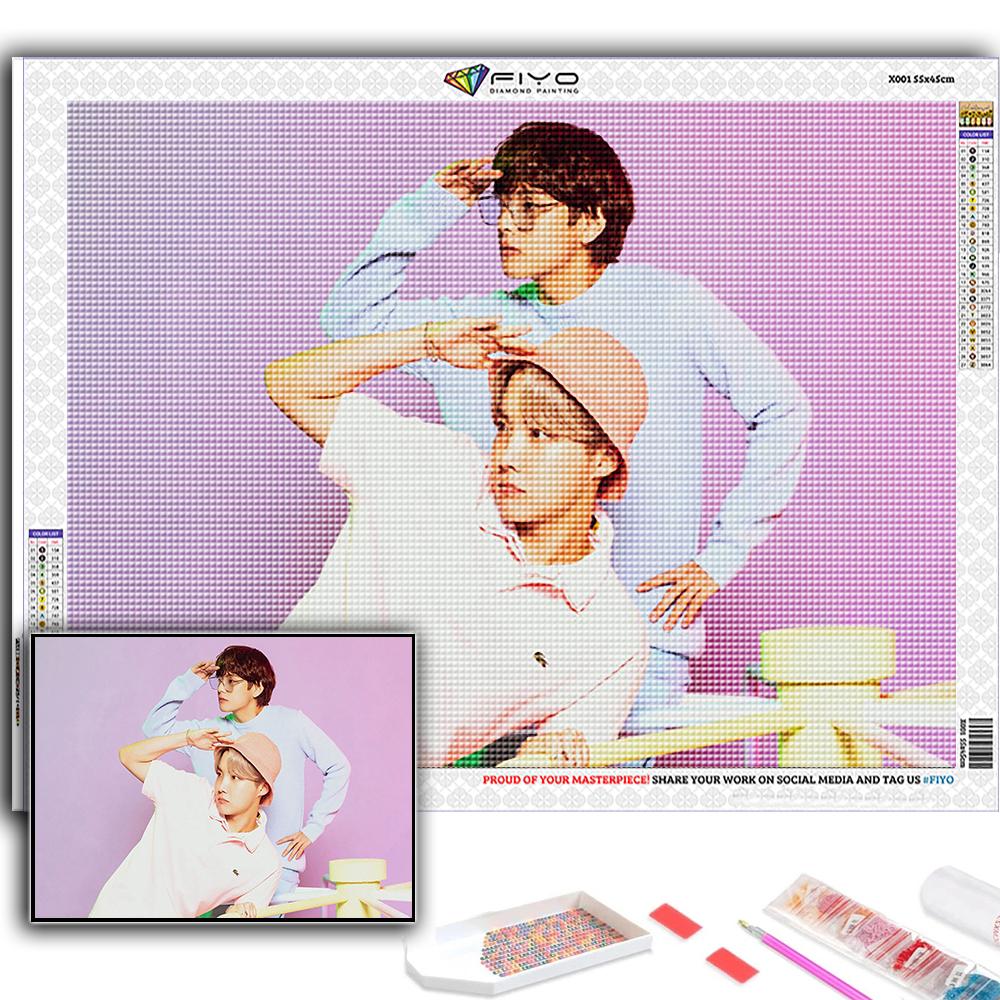 5D DIY Diamond Painting Cross Stitch Korean Boy Group Diamond Embroidery Mosaic Wall Art Home Decoration