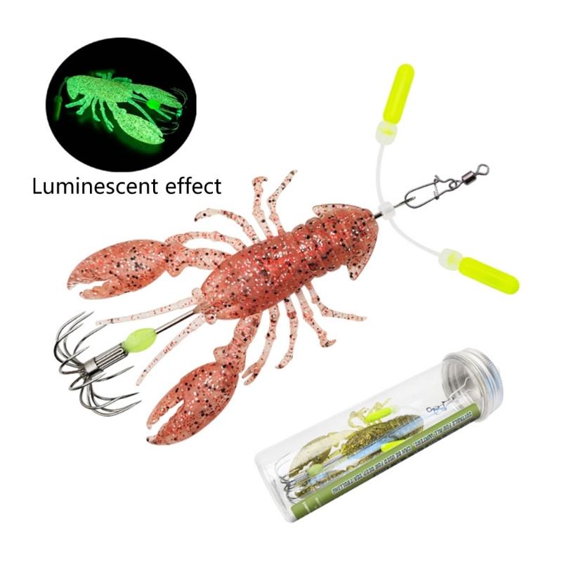 Soft Crustacean Fishing Tackle with Bright Body, Slow Sink and Umbrella-Style Hook Cluster for Retrieval Fishing Use