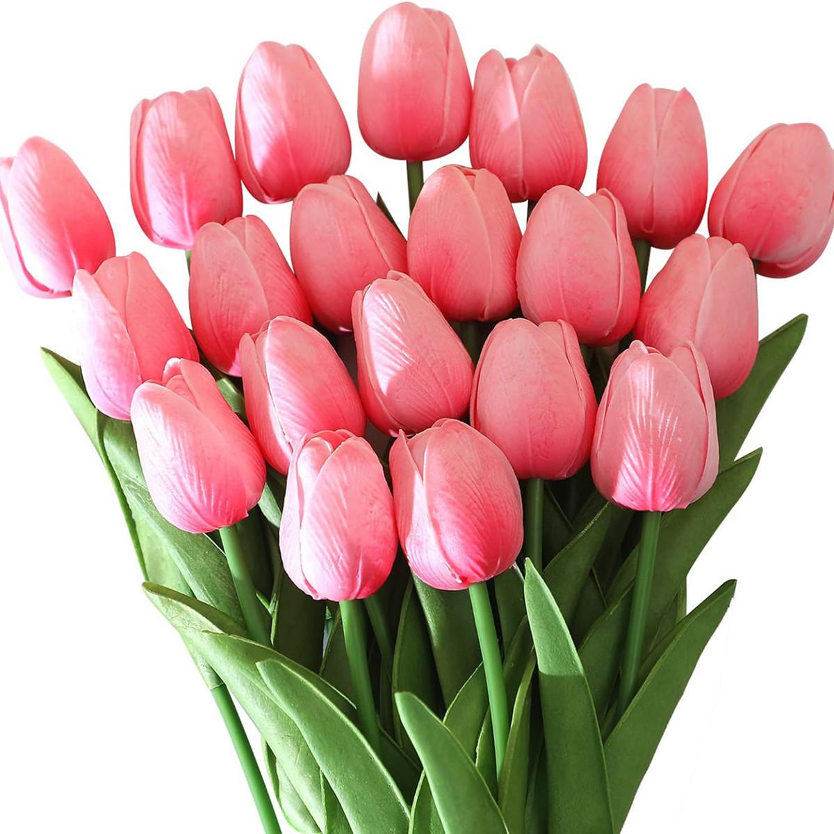 

Artificial Flower Realistic Touch Tulip Scrapbooking Home Room Decoration Wedding Garden Archway Garland Festival Bouquet diy 5pcs