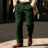 Men's Striped Dress Pants with Elastic Waistband and Button Closure for Business Work