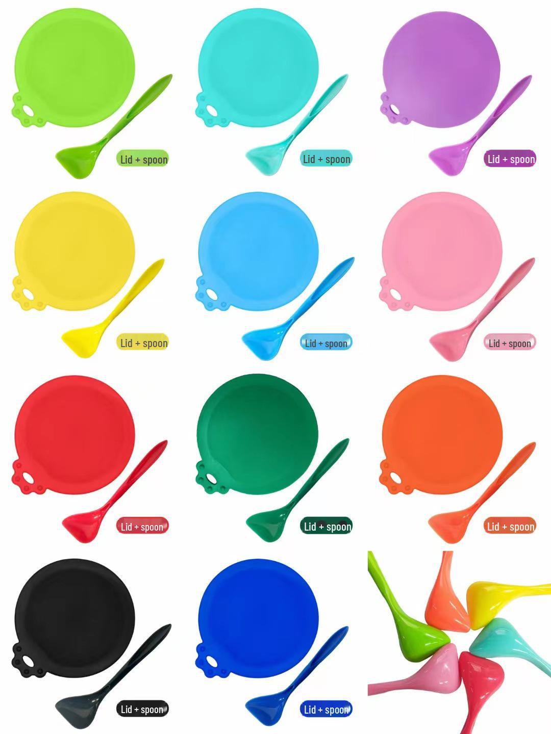 

Универсальная силиконовая крышка для банок с кормом для домашних животных: Влагонепроницаемая, негниющая упаковка для корма для собак и кошек Lid + spoon красный