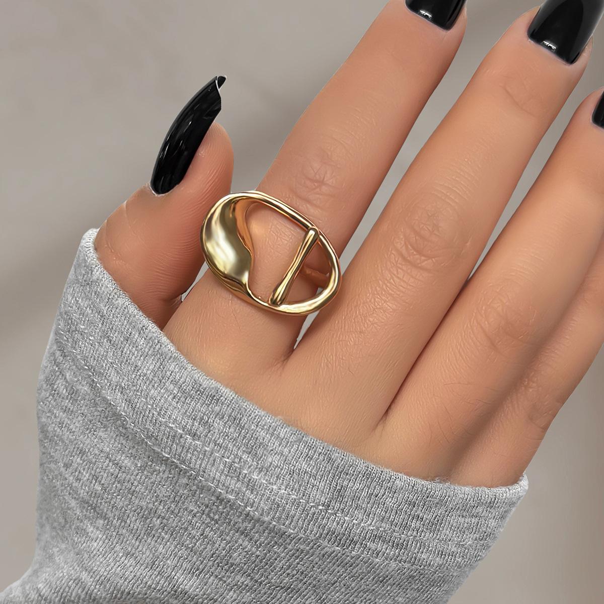 

ins wind metal smooth surface irregular ring, women s personalized design sense opening adjustable ring Adjustable opening