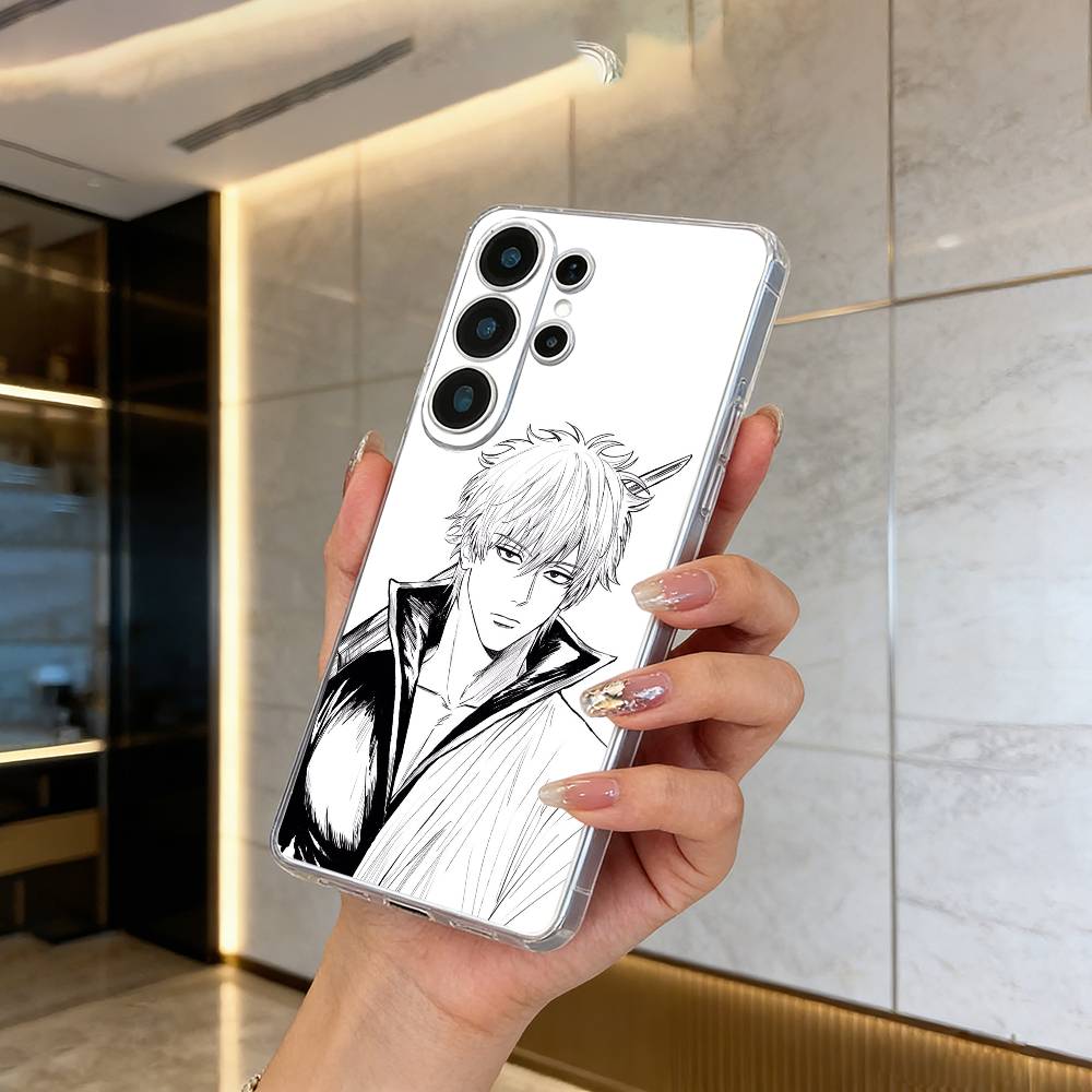 G-Gintama-Gintoki Sakata Clear Soft Silicone Phone Case forSamsung S25, S24, S21, S22, S23, S30, Ultra, S20, Plus