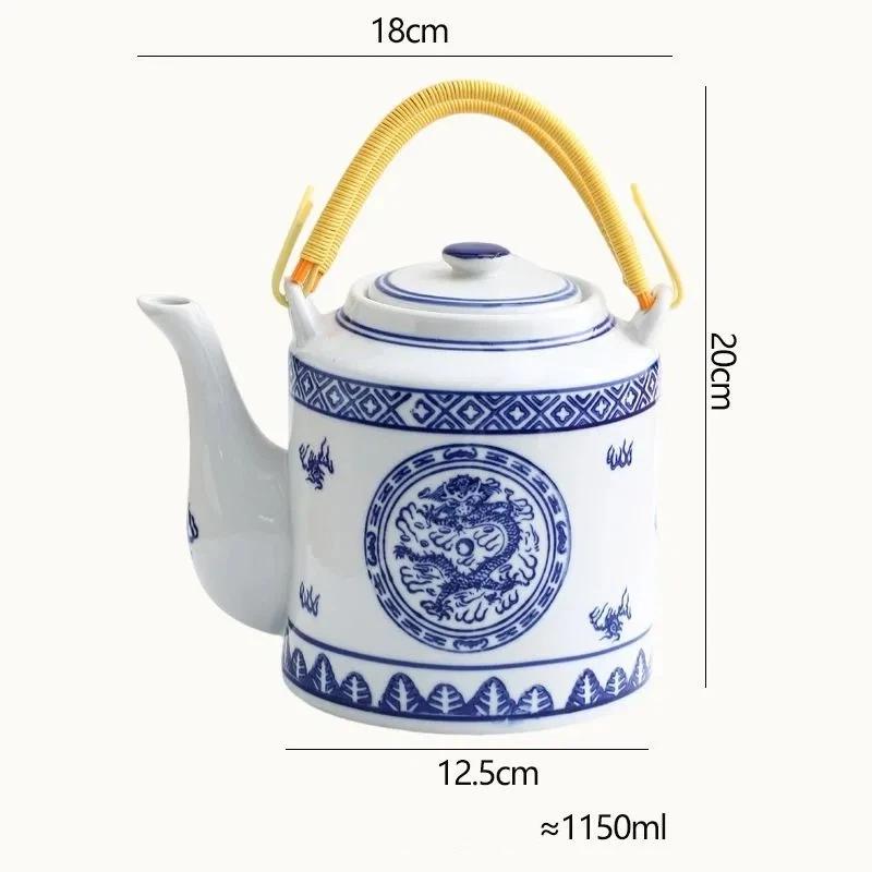 Conjunto Tigela Dragão Porcelana Azul e Branca – Tigelas Cerâmicas para Sopa de Arroz e Macarrão Prato Sob Esmalte