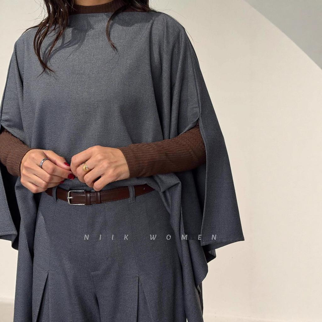 Pantaloni grigi micro-pull per bambini, nuovi 2025, pantaloni a tuta stile grembiule con bordo a balze, pantaloni a zampa d'elefante sottili antiaderenti