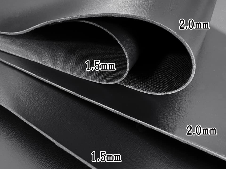 Thick synthetic leather fabric 92 x 43cm (black, 1.5mm thick)