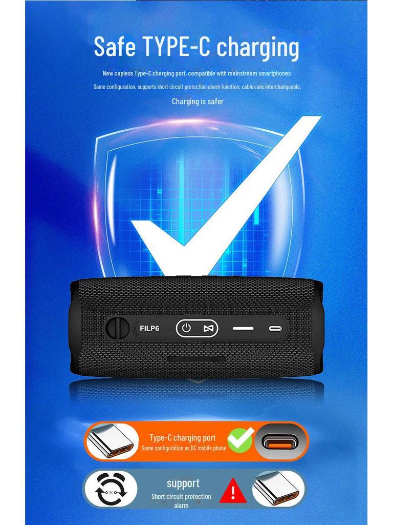 Cross-Border IPX6 Waterproof Portable Bluetooth Speaker with Subwoofer, Outdoor Multifunction Wireless FLIP6.