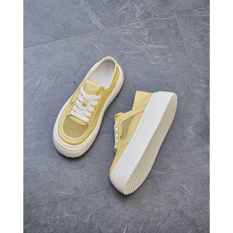 

Leather two wear platform white shoes women s summer new versatile breathable mesh lightweight casual sports shoes 40 жовтий