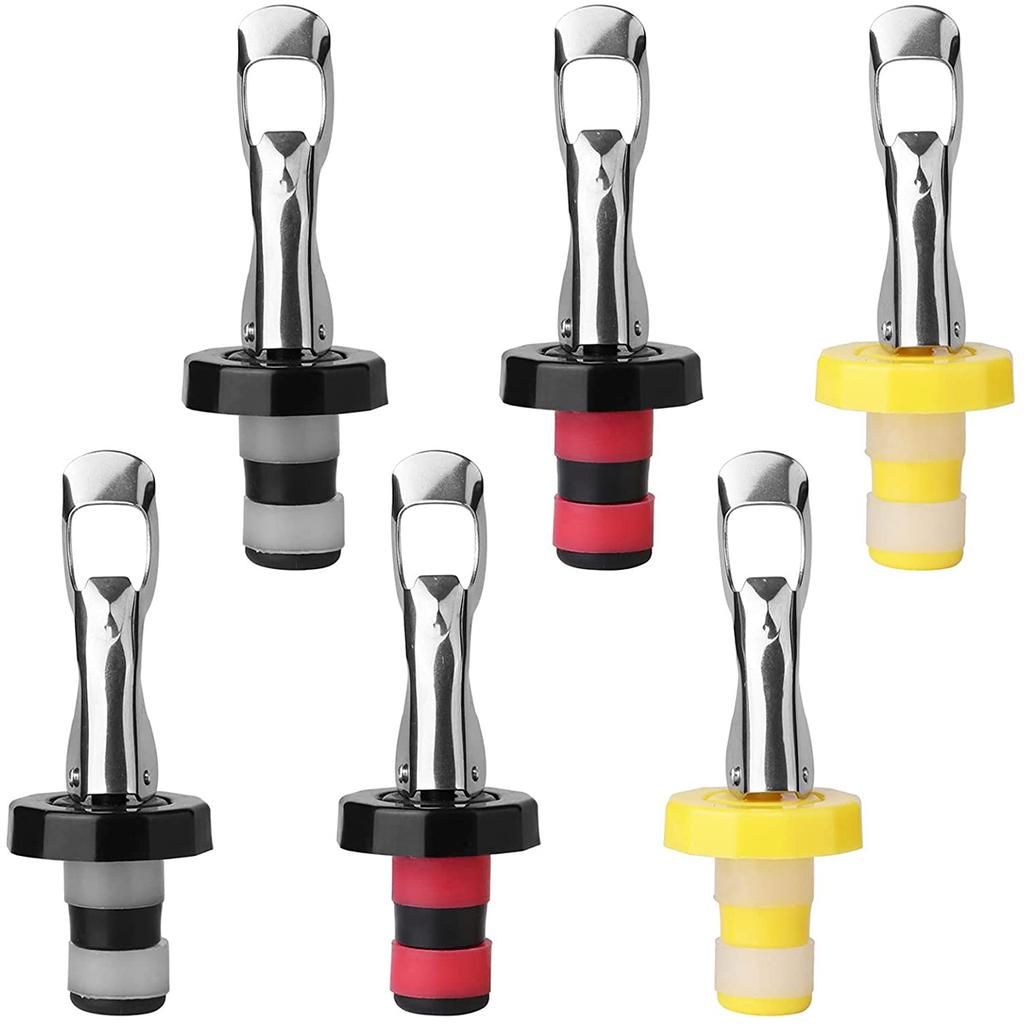 6Pcs Wine Stoppers Sealed Vacuum Bottle Stopper Reusable Wine Storage Bottle Cap Plug Champagne Stopper Kitchen Bar Accessories