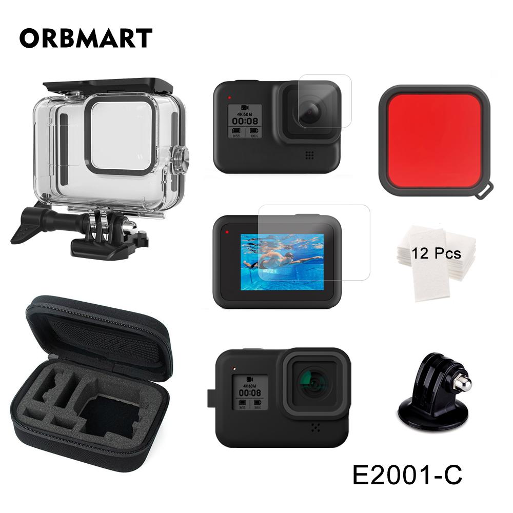 Boîtier étanche 60m pour GoPro Hero 8 Black Boîtier de plongée sous-marine Protection Couvercle de plongée Support pour accessoires de caméra Go Pro 8